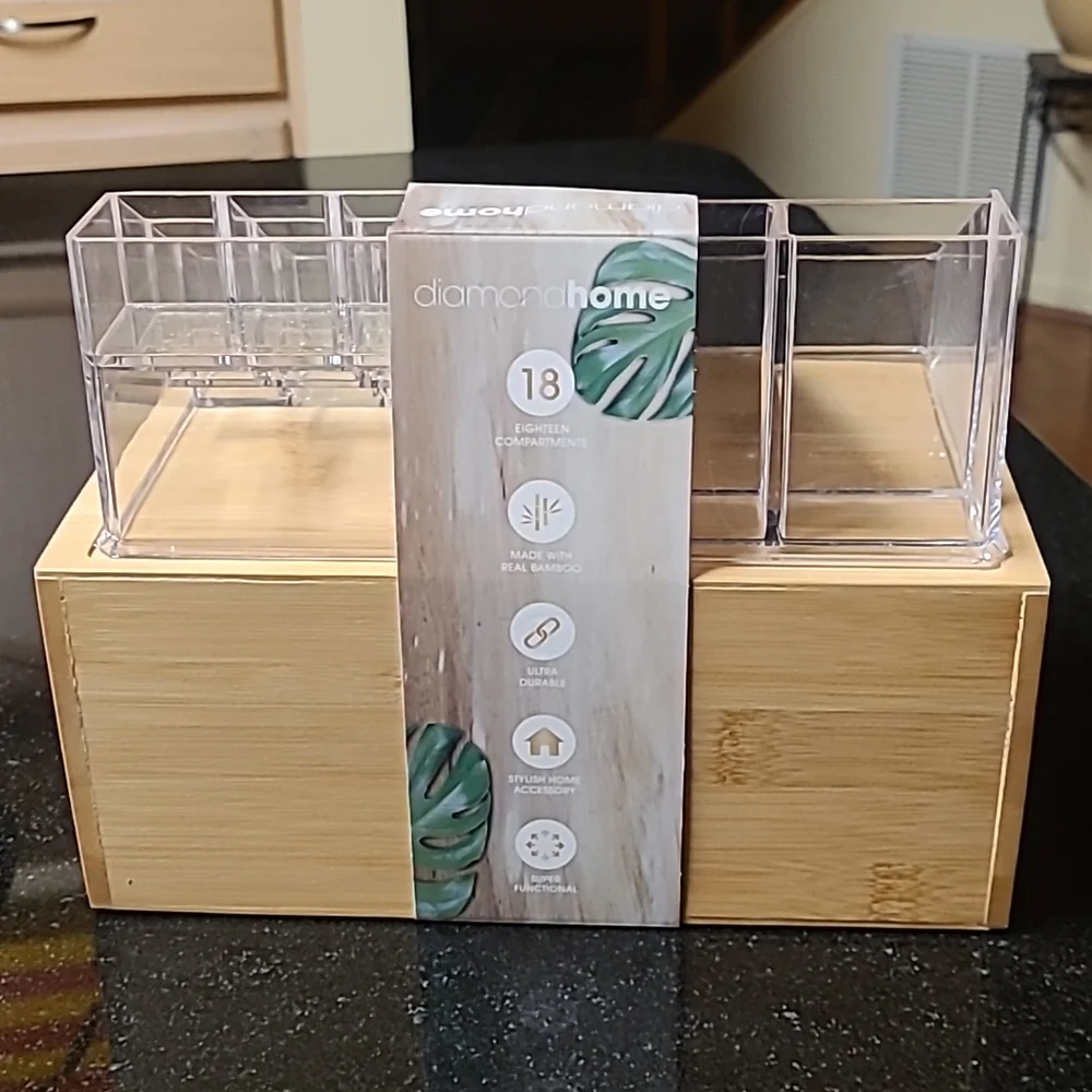 Bamboo & Acrylic Cosmetic Organizer